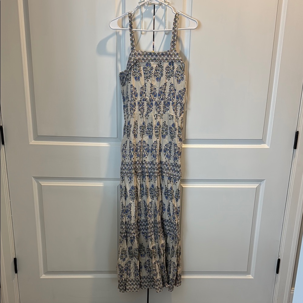 Floral Blue and Cream Maxi Dress